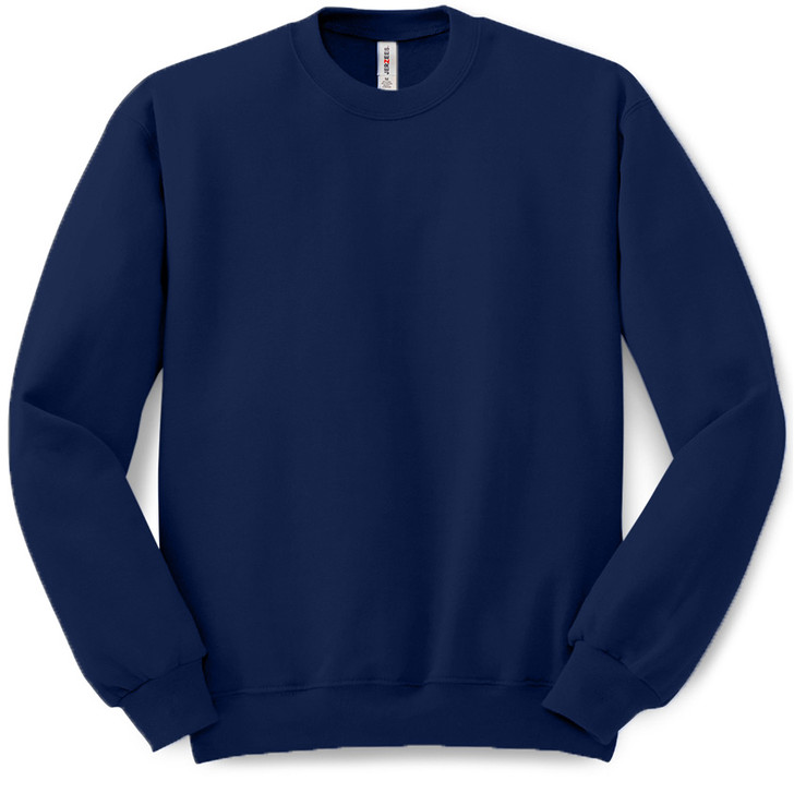 Plain Pullover Crew Neck Sweatshirt (Navy) - B-WEAR